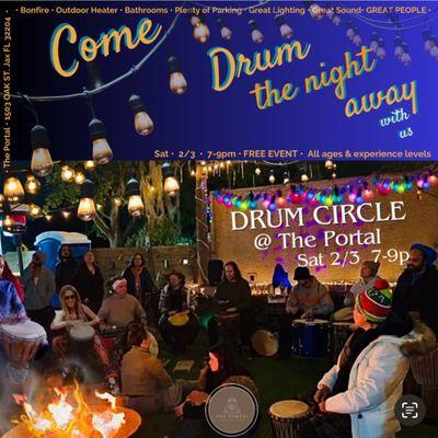 The Portal's outside event space is currently hosting MONTHLY Night Markets and a huge DRUM CIRCLE event once a month. Follow us on insta.