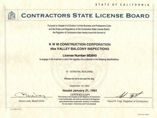 We are certified! 
Schedule your required SB-721 Inspection today!