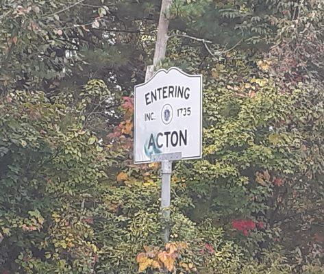 Entering Acton, Massachusetts.