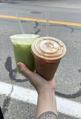 Green mule & iced latte