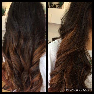 Balayage, custom color, Olaplex, MalibuC, Guy Tang-MyDentity color, blowdry & style