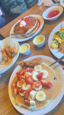 Premium Chicken Tenders Dinner  Mozzarella Cheese Sticks Stack of Double Berry Banana Strawberry Pancakes Stack of Pancakes Egg Hash Browns