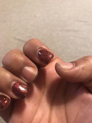 Missing nails from my left hand after only 5 days from a brand new acrylic full set.