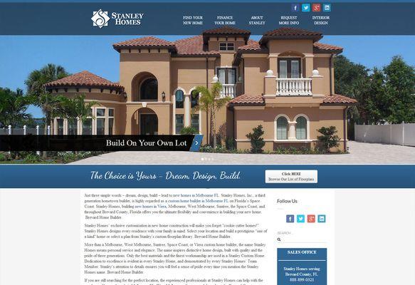 Custom website for Stanley Homes. Home building and construction websites