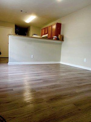 hardwood floor mopped and polished