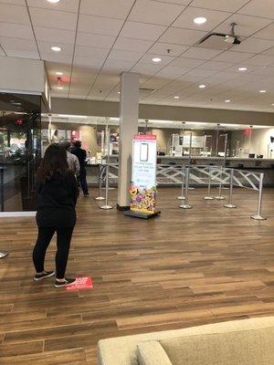 empty counter, no one there to help customers