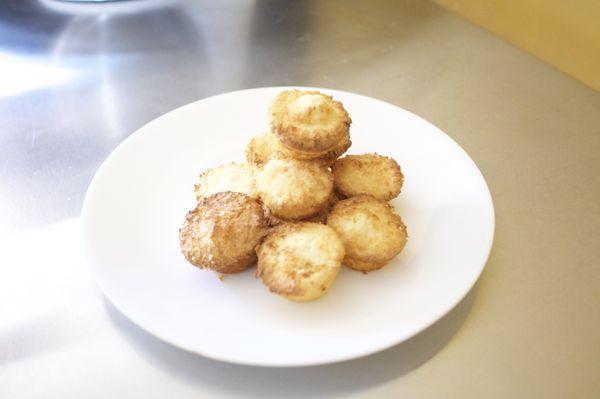 Peruvian coconut macaroons perfected with a touch of condensed milk. (Contains: Milk)