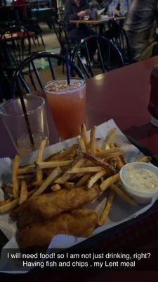 The fish and chips are excellent! The fish is crisp and not greasy! The Rum Runner cocktail is sweet but with a punch.