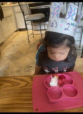 Birthday Treat - strawberries and whipped cream!