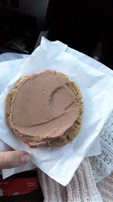 Peanut butter cookie with Nutella chocolate frosting  it's as good as it sounds.