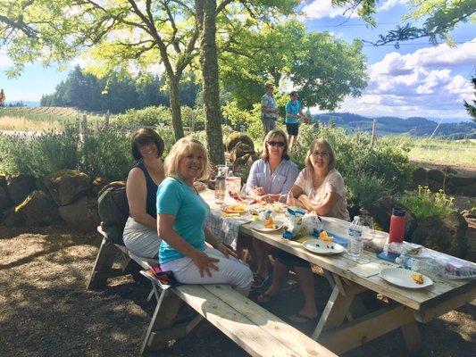 Picnic table in lovely setting