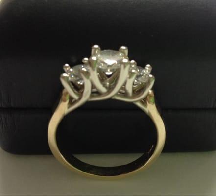 Special order 14k  3 stone genuine diamond engagement ring. Total diamond carat weight: 2.0.