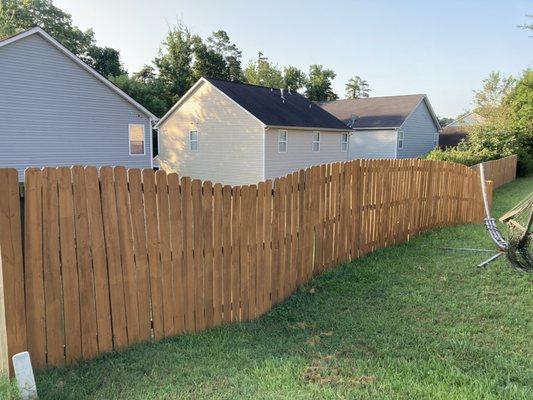 Re-stained fence