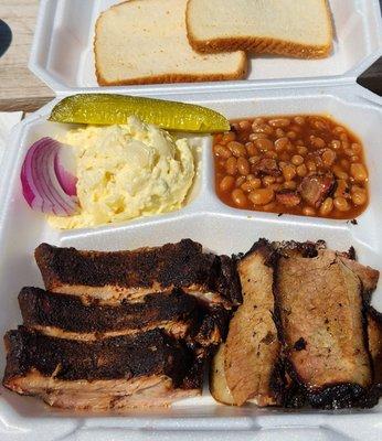 2 meat combo. Ribs and sliced brisket