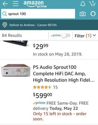 PS Audio Sprout "Same day Delivery" free