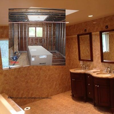 Master bathroom before and after