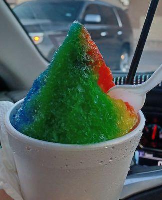 Rainbow Snocone...Very great real intense flavors...just wished they would round the tops out ir use a smaller cup 4 a better shape.