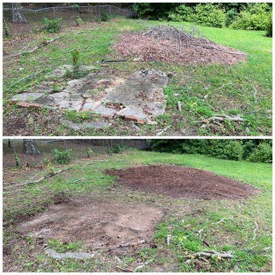 Concrete removal and yard debris