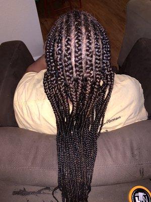 Half feed-in, half box braids