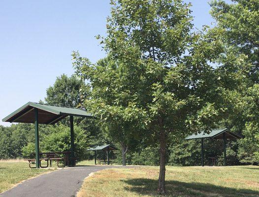 Some roofed picnic tables have BBQ grills.