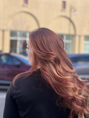 Gorgeous red & copper balyage.