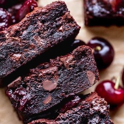 Bourbon Soaked Cherry Loaded Brownie w Chocolate Truffle