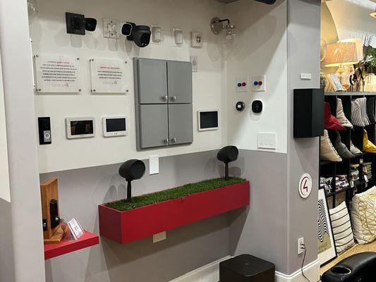 Showroom location featuring Security systems, Surveillance, Locks, and Outdoor Audio.