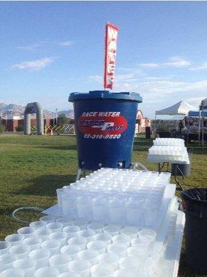 5K Event, Provided Drinking water barrels (holds 125 gallons) with spouts to disperse water. Tables & cups provided by Water Pros as well.