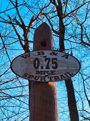 WB&A Spur Trail .075 mile marker...clearest blue sky in the background.