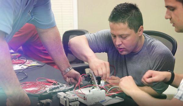 Electrical safety training hands-on kit used by student in a classroom setting.