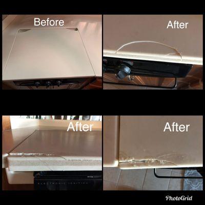 Stove cover before and after