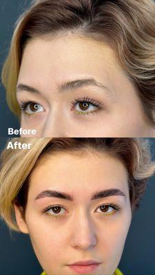 Complete brow style: before and after