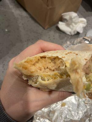 Pasty rice burrito. Zero flavor.