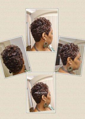 A total transformation with the works relaxer/cut and custom color.