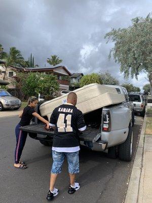 Adam and his big truck could easily fit my queen sized mattress and bed frame