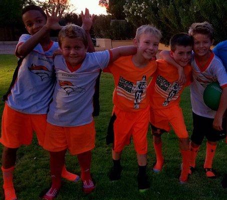 Some of My 8u Broncos are goofing around after a practice.