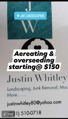 You can have the best looking lawn this spring. Get your yard aereated and overseeded and watch your lawn come to life now is the time!