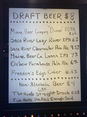 Draft Beer Menu - Changes seasonally