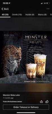 This is the picture of Monster Boba Latte posted by the owner.