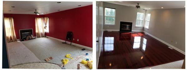 Remodeled living space. Walls painted, new flooring and updated lights