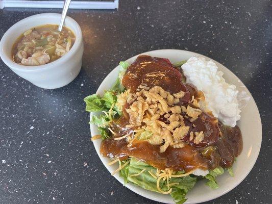 Gumbo and Salad (drowning in their amazing poppy seed dressing)!