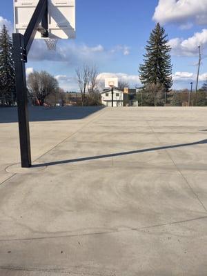 Outdoor basketball court.