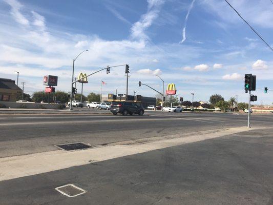 Fast food & Starbucks across the street.