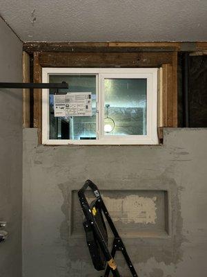 Windows and tiled shower