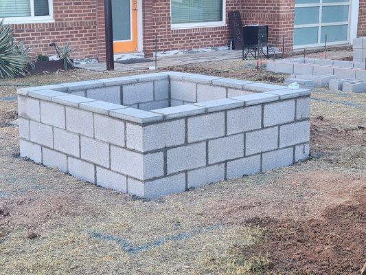 Planter built of construction block