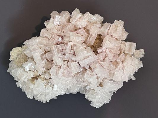 Pink Halite collected from the brine pools at Searles Lake in Trona, California.