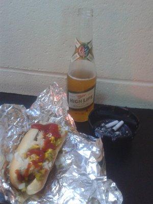 Great place!! I can smoke and enjoy a free hotdog. .Happy Halloween to me! !