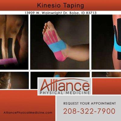 Kinesio taping in Boise, Idaho by Alliance Physical Medicine. Call: (208) 322-7900. www.alliancephysicalmedicine.com