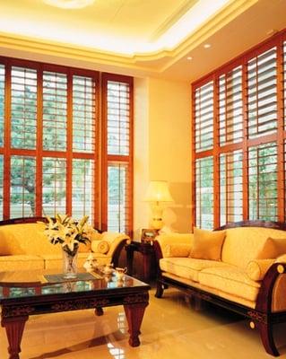 We offer custom window treatments and shutters by Polywood and Hunter Douglas.