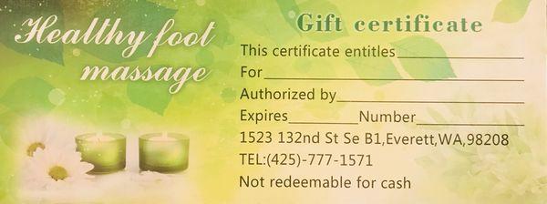 Gift Certificate Available